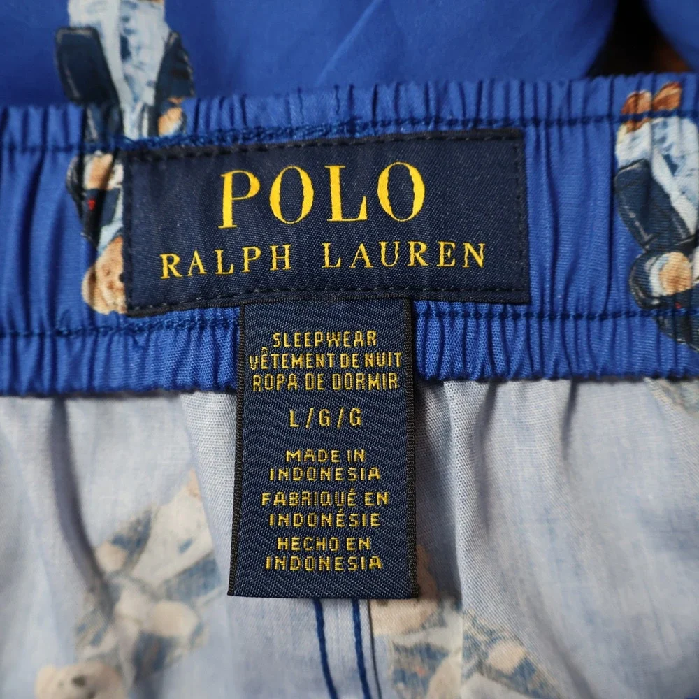 Polo Ralph Lauren Pajama Pants Mens L Blue Polo Bear Tuxedo Preppy $58 NWT